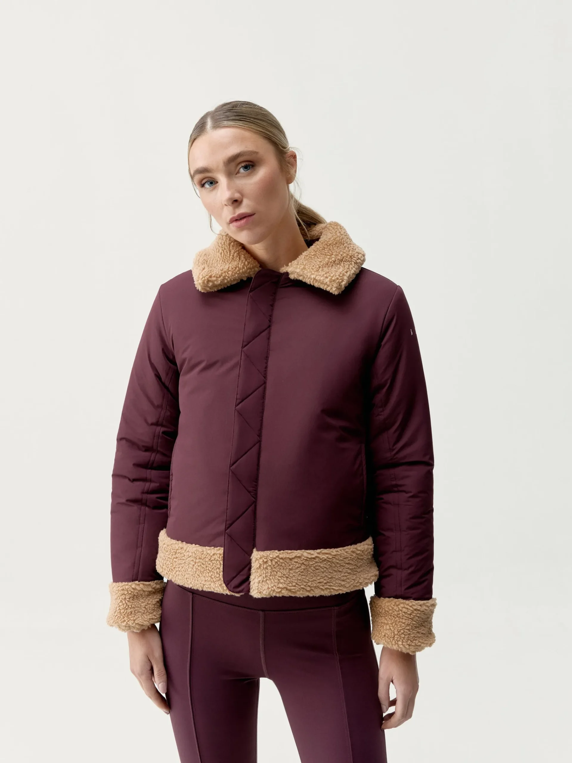 Born Living Yoga Jacket Umiko Dark Cherry/Camel>Mujer Chaquetas · Abrigos