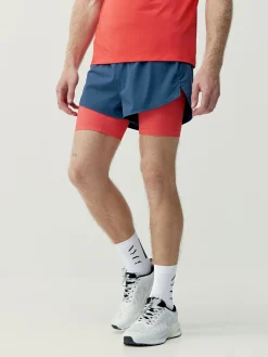 Born Living Yoga Short Ontario Sea Blue/Coral Bright>Hombre Pantalones Cortos