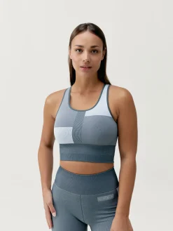 Born Living Yoga Top Athena Stormy Grey/White>Mujer Sujetadores Deportivos